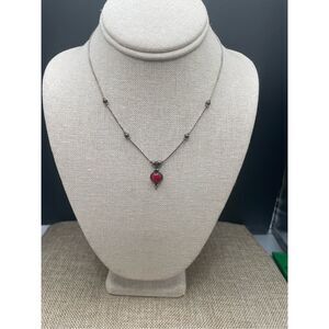 Vintage 5 Star Sterling Silver Red Cabochon Necklace Pendant With Silver Balls 1